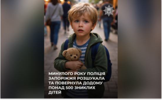Поліція Запоріжжя за рік повернула додому понад 500 зниклих дітей